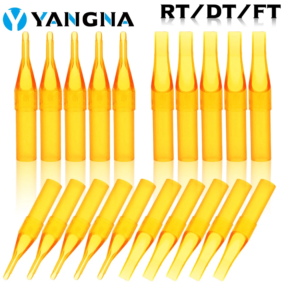 100/50PCS Tattoo Needle Tip Disposable Yellow Sterilized Tattoo Tubes Tip for Tattoo Needle RT/FT/DT for Tattoo Machine Gun