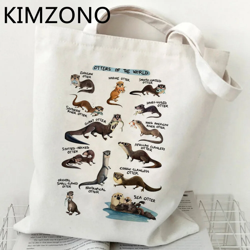 Otters shopping bag shopper tote jute bag grocery bag fabric bolsas reutilizables boodschappentas tote cabas