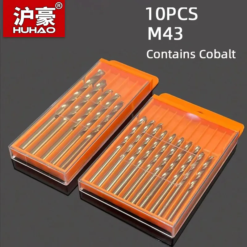 HUHAO 10PCS M43 Contains Cobalt Twist Drill Bits Hole Drilling Stainless Steel Drill Round Shank Drill Alloy Drill Bit For Metal