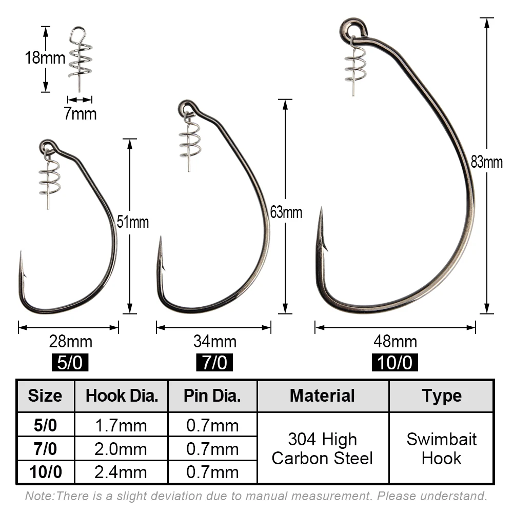 Spinpoler 5/0 7/0 10/0 Swimbait Hooks Raptor Unweighted Wide Gap 3x-Strong Forged Shank For Soft Bait Fishing Lure Saltwater Sea