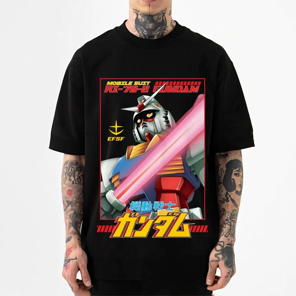 2026 Neues Gundam T-Shirt im japanischen Stil mit klassischem Aufdruck, kurzärmeliges T-Shirt für Herren und Damen, Herren-Oberteile, Harajuku