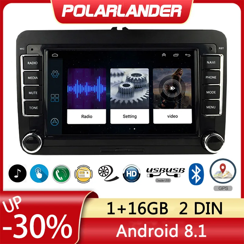 2 Din 7 inch Car Stereo Radio GPS Navigation Wifi MP5 Player For Bora Golf VW Polo Volkswagen Passat B6 B7 Touran Android Auto