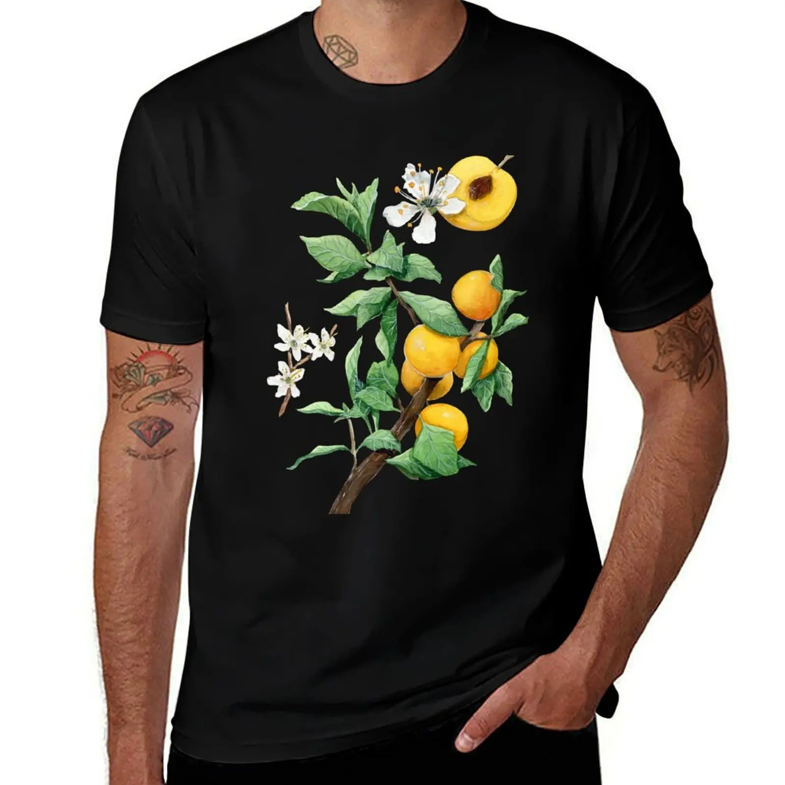 Mirabelle Plum Tree Botanical Illustration T-Shirt funny t shirts cotton T-Shirt