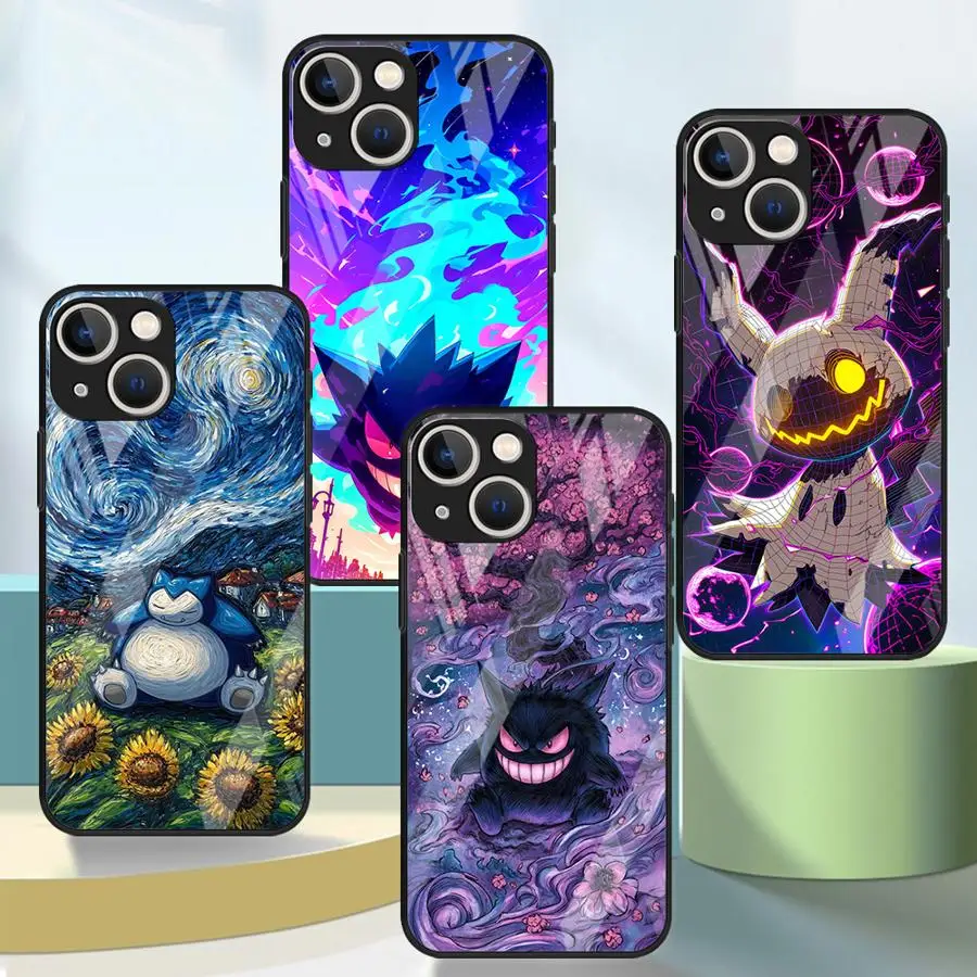 

Glass Case for iPhone 17 Pro Max 14 13 15 Plus 16 12 8 11 XR Air Phone Cover Gengar Pokemon Cool