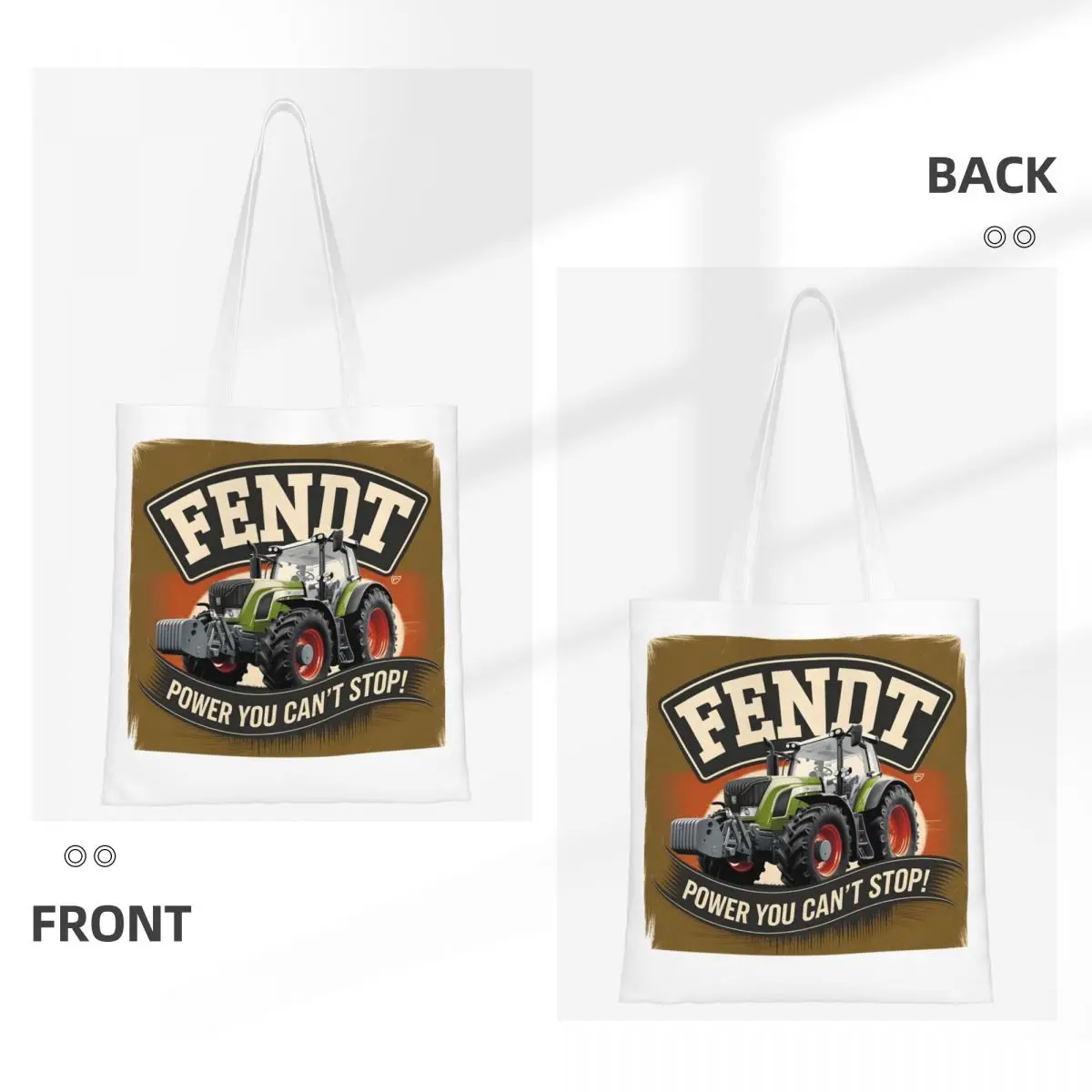 Fendt Tractor Power لا يمكنك إيقاف أكياس التسوق القماشية حقيبة حمل قابلة للطي للسيدات حقيبة كتف للسفر #3