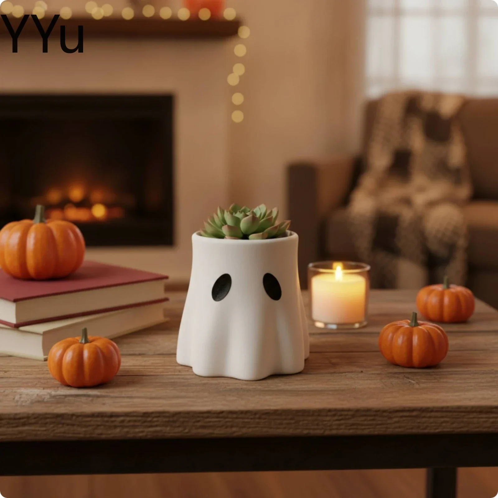Ghost Planter Halloween Ghost Vase Sculptural Charming for Tabletop, Desk