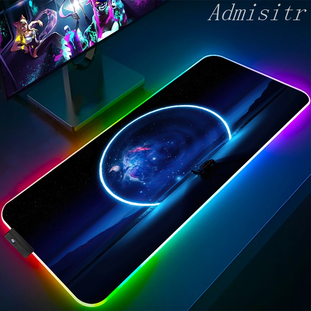 لوحة ماوس RGB كبيرة ذات مساحة رائعة للألعاب XXL لوحة ماوس LED لوحة ماوس ألعاب نسخ سجادة ماوس لوحة مكتب للكمبيوتر الشخصي مع إضاءة خلفية
