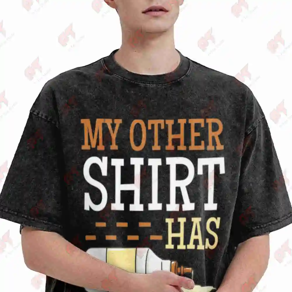 My Other T Shirt Has Wood Glue On It Woodworking Carpentry Vintage Washed Tee Pure Cotton T-Shirt