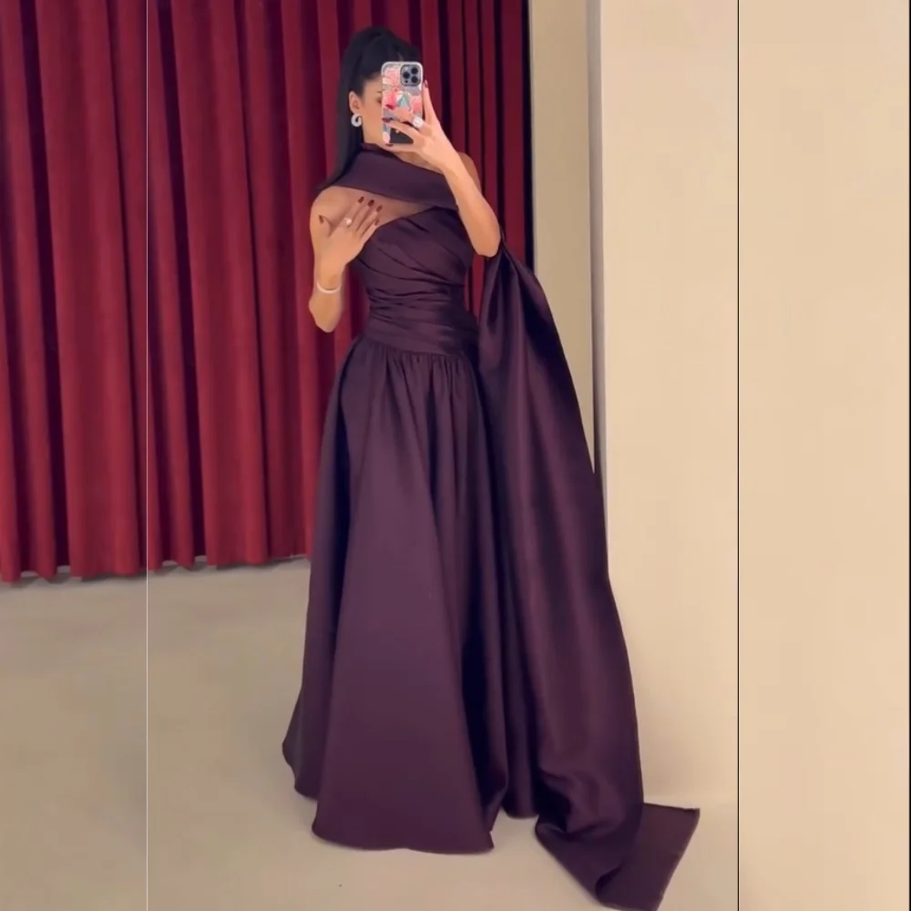 

Customized Exquisite Charmeuse Pleat A-line Strapless Long Dresses Bespoke Occasion Celebrity Chinese Style Sparkle