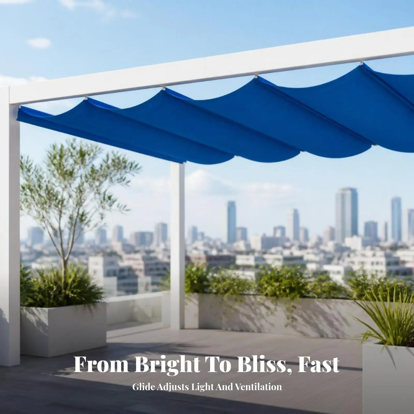 Manual Slide Shade Canopy Retractable Awning for Patio Pergola 420D Oxford Fabric Outdoor Sun Shade Cover