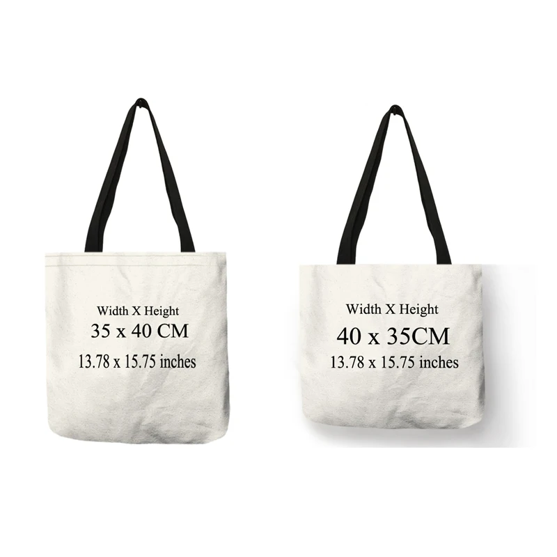 Personal Custom Bags Women Tote Handbag Linen Fabric Canvas Bag With Print Logo Pictures Shopping Bags DIY Black Shoulder Bags