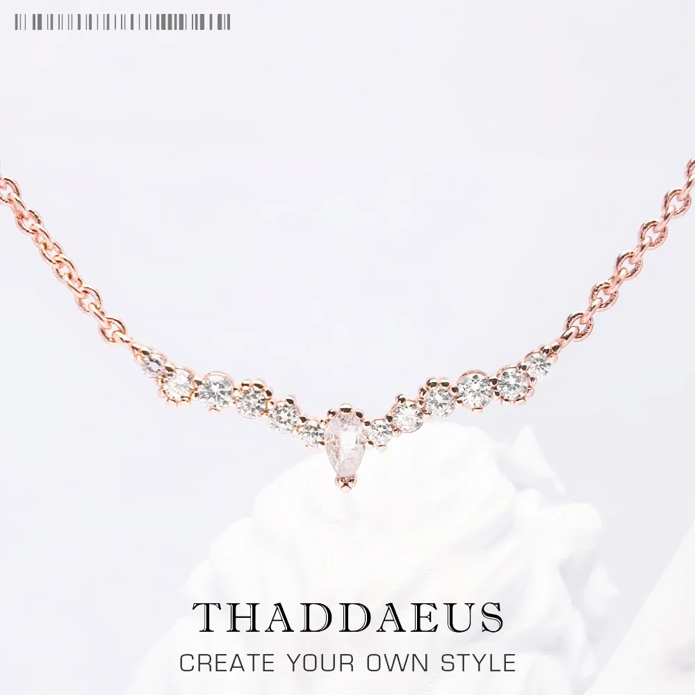 

Rose Gold Necklace Ice Crystals Brand New Fashion Jewelry 925 Sterling Silver Elegant Romantic Gift For Women