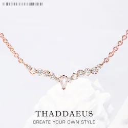 Rose Gold Necklace Ice Crystals Brand New Fashion Jewelry 925 Sterling Silver Elegant Romantic Gift For Women