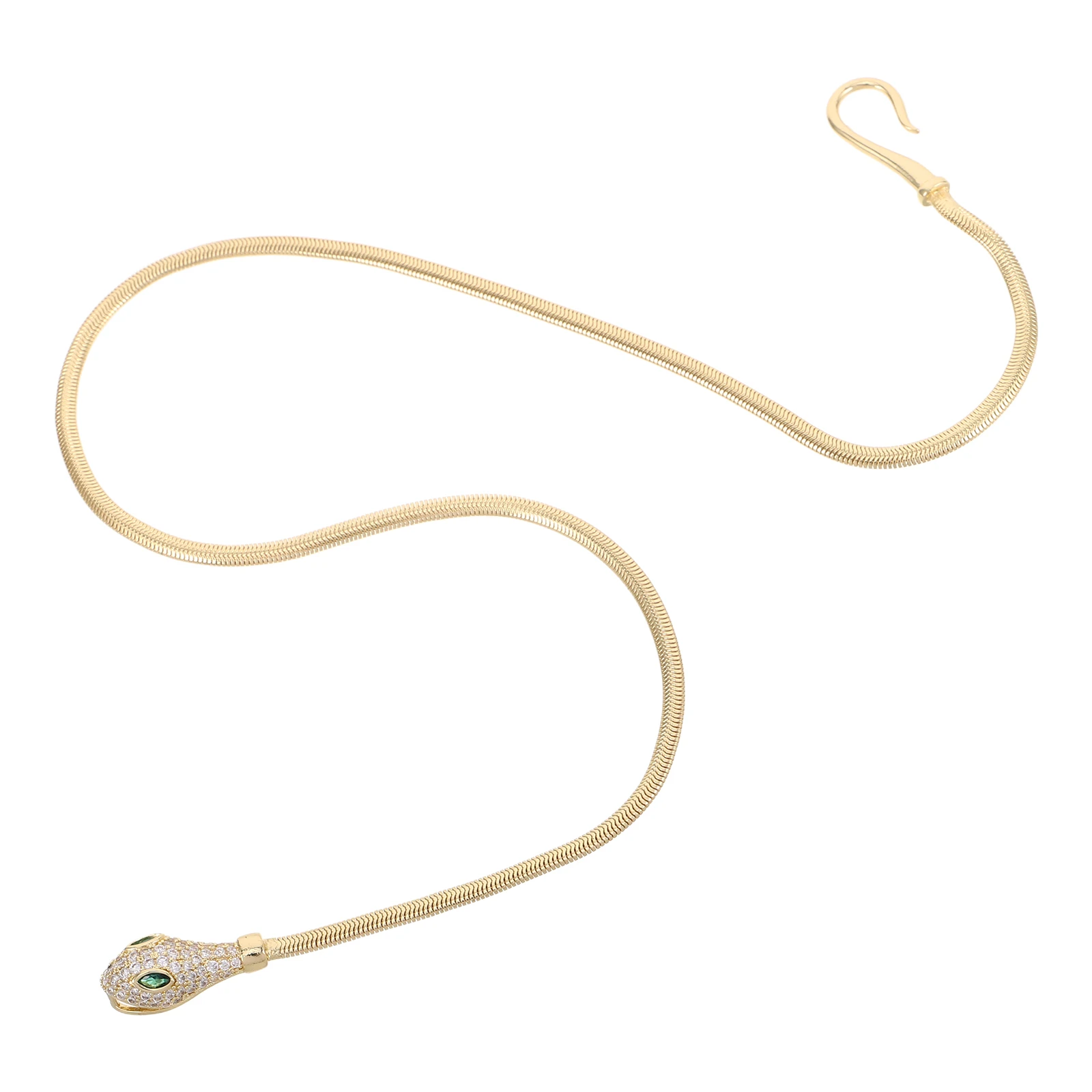 

Little Snake Necklace Bendable Circle Charm Temperament Mexican Necklaces Zircon Exaggerated Design Sturdy Copper Clavicle