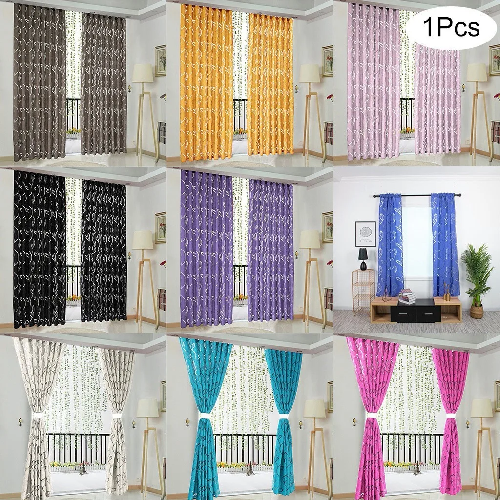 1 PCS Vines Leaves Tulle Door Window Curtain  100x130 CM Screening Drape Panel Sheer Scarf Valances Curtains Drape Panel Sheer