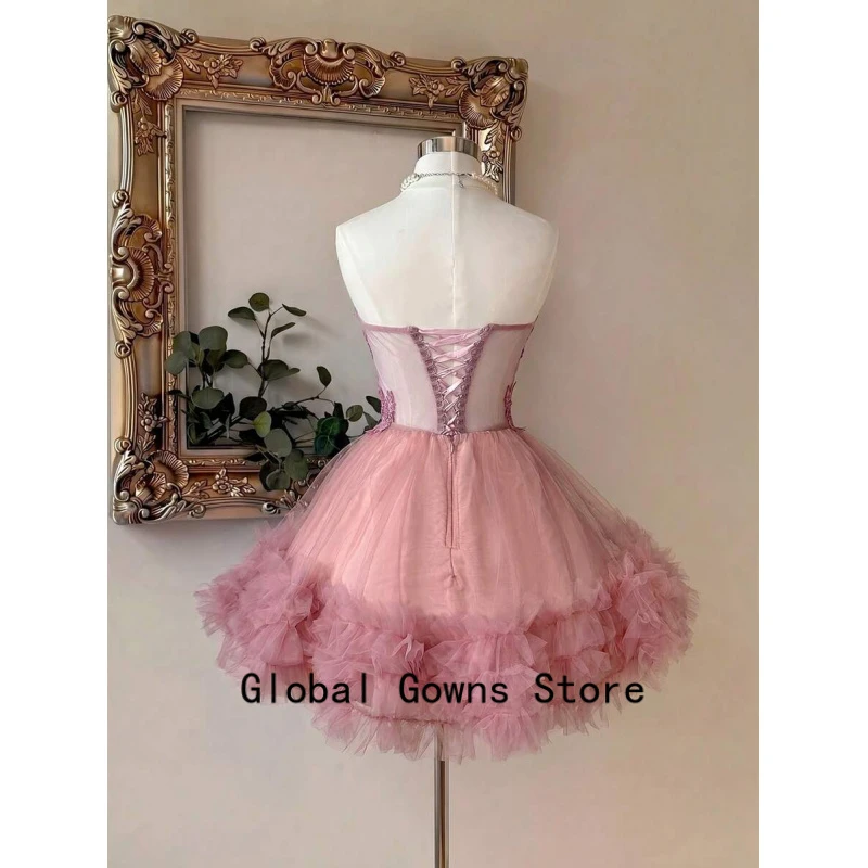 Elegant Lace Homecoming Dress Handmade Applique Short Prom Dress Suitable For Dates Singles Parties Customized платье вечернее