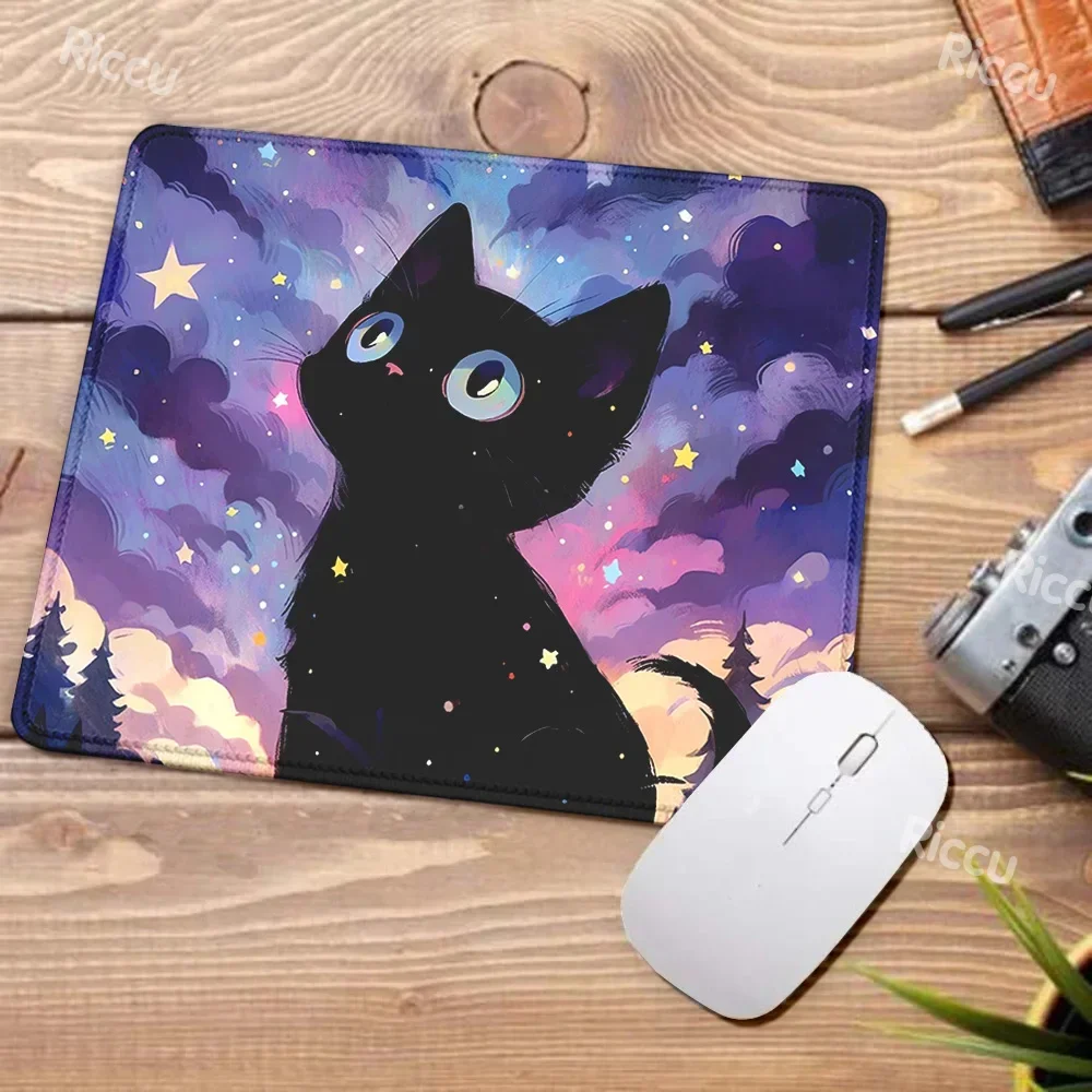 カワイイ星空猫マウスパッド、小さなかわいい敷物、テーブルキーボード、デスクマット、ラップトップクッション、ゲームアクセサリー、コンピューター、キーボード、オフィス