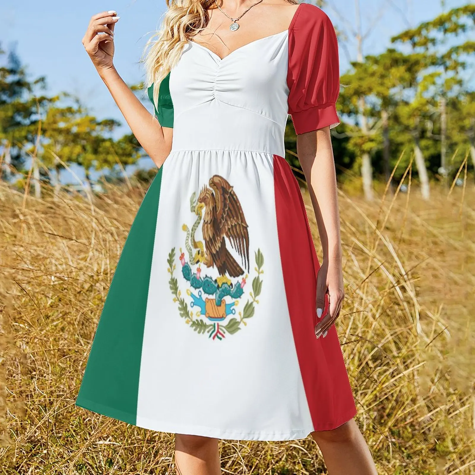 Flag of Mexico Dress Festival Dresses Summer Aesthetic Casual Dress Custom Clothing 3XL 4XL 5XL