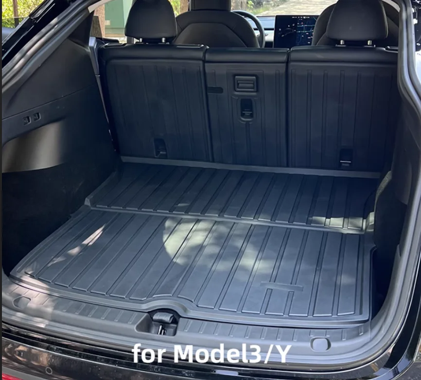 For Tesla Model Y Cargo Liner - All-Weather Trunk Mat Flex Thicken TPE Front & Lower Boot Storage Tray Trunk Protection Kit