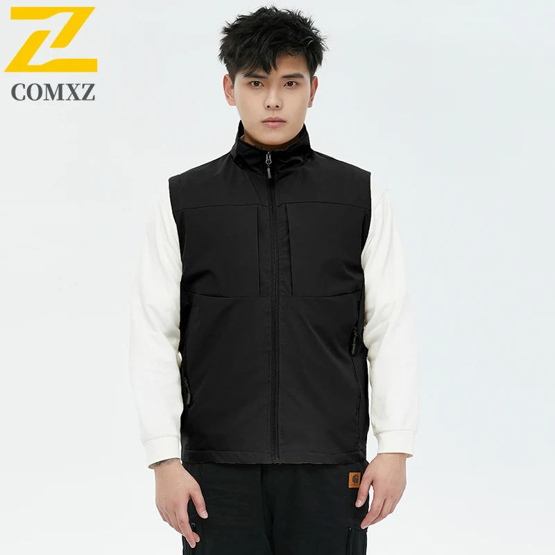 2025 nouveau automne gilet hommes de haute qualité mode coupe-vent fermeture éclair poche sans manches veste marque vêtements mâle décontracté randonnée gilet