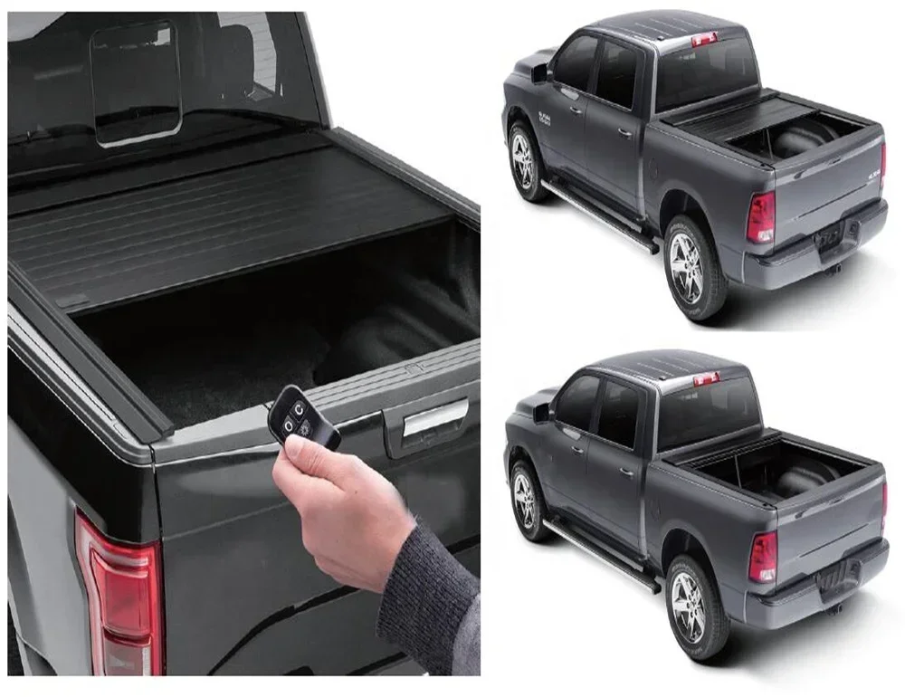 tri-fold tonneau cover Aluminum Retractable Electric Tonneau Truck Bed Cover Low Profile For Ford Ranger T7 Double Cab