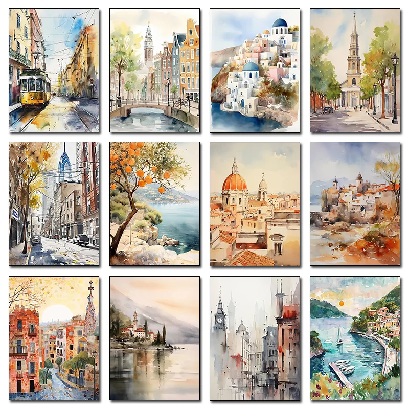 Travel and Cityscape Poster Cherry Tree Lane Philadelphia Alley Canvas Painting Landscape Wall Art HD Picture Office Home Dec