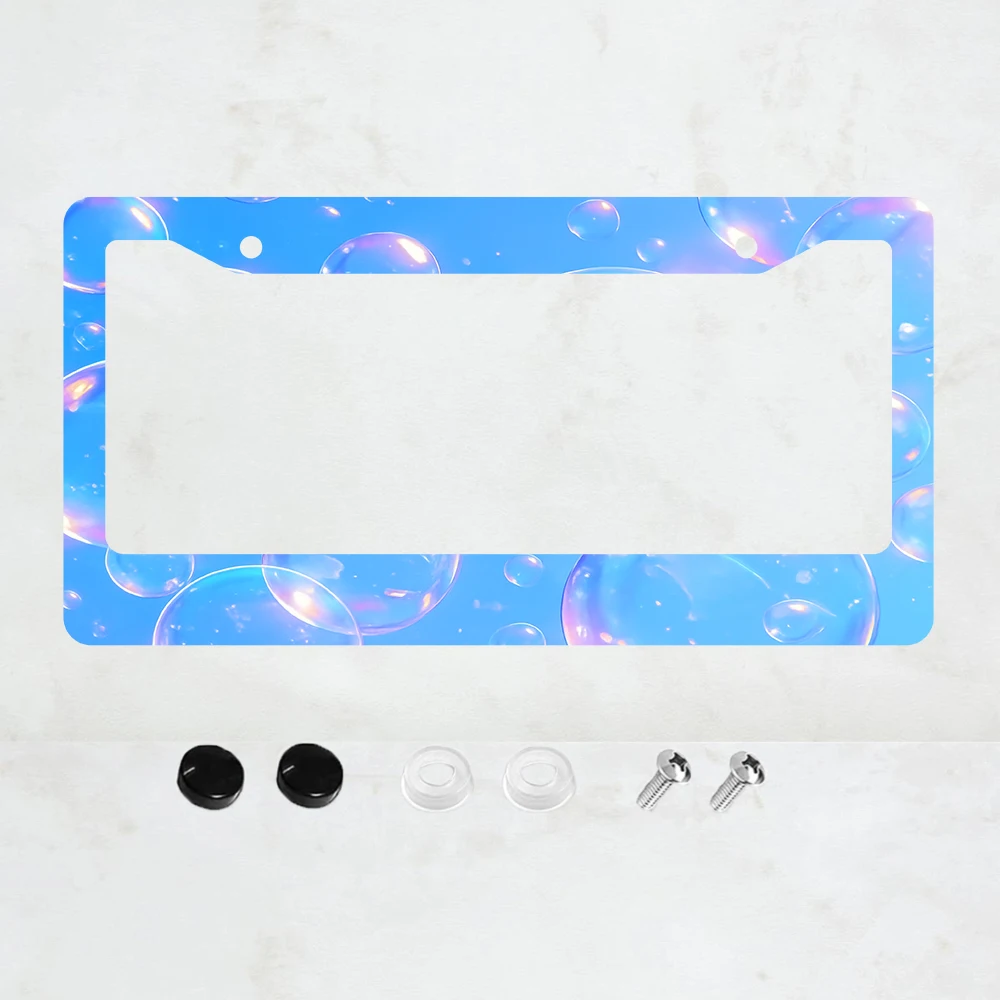 

1PC 2-Hole License Plate Frame, Blue Bubble Design, American Standard Size, Aluminum, 6x12 Inches, with Screws