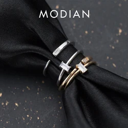 Modian Fashion 2 Different Style Sterling Silver 925 Shiny Zircon Ring for Women Gift Stackable Slim Ring Fine Jewelry 2020 New