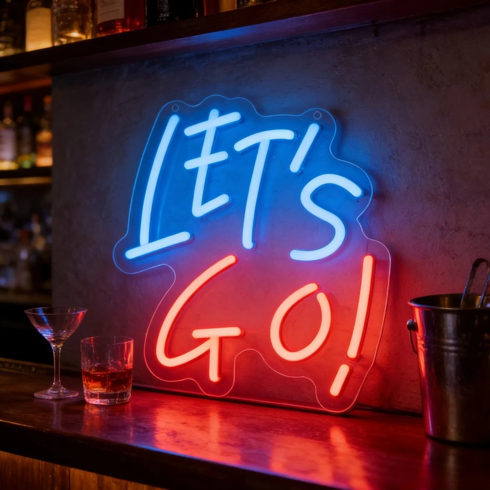 

Светодиодная неоновая вывеска LETS GO, сине-красная, настенный декор для дома, бара, паба, вечеринки, мужской комнаты, ручная работа, питание от USB, уникальный подарок