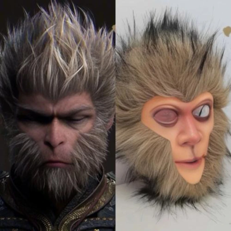 Cosplay realista Halloween mito negro máscara de calavera 3D cabeza completa Wukong Rey Mono máscaras carnaval fiesta máscaras accesorios Decoración