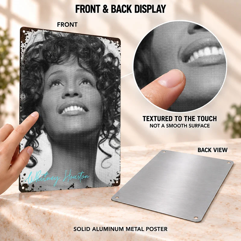 Whitney Houston Singer Textured Metal Posters Personalized Aluminum Sign Vocal Soul Theme Wall Art For Music Room Or Bedroom