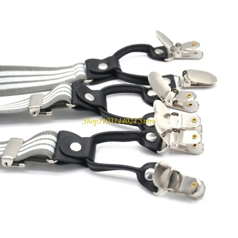 N5ke suspensórios elegantes formato Y, comprimento ajustável, adequado para a maioria mulheres masculinas, 6 clipes