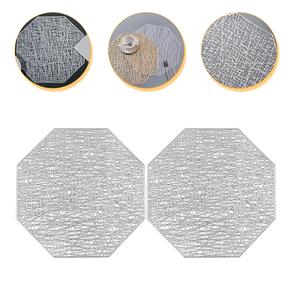 

2 Pcs PVC Heat Resistant Hollow Gold Stamping Washable Insulated Table Decorations Dining Mat Kitchen
