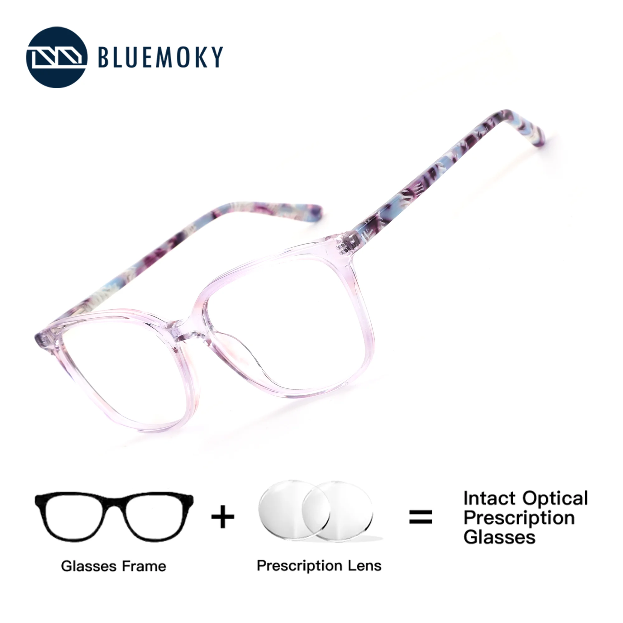 

BLUEMOKY Fashionable leopard print circular prescription glasses, women's progressive myopia, anti blue light discoloration