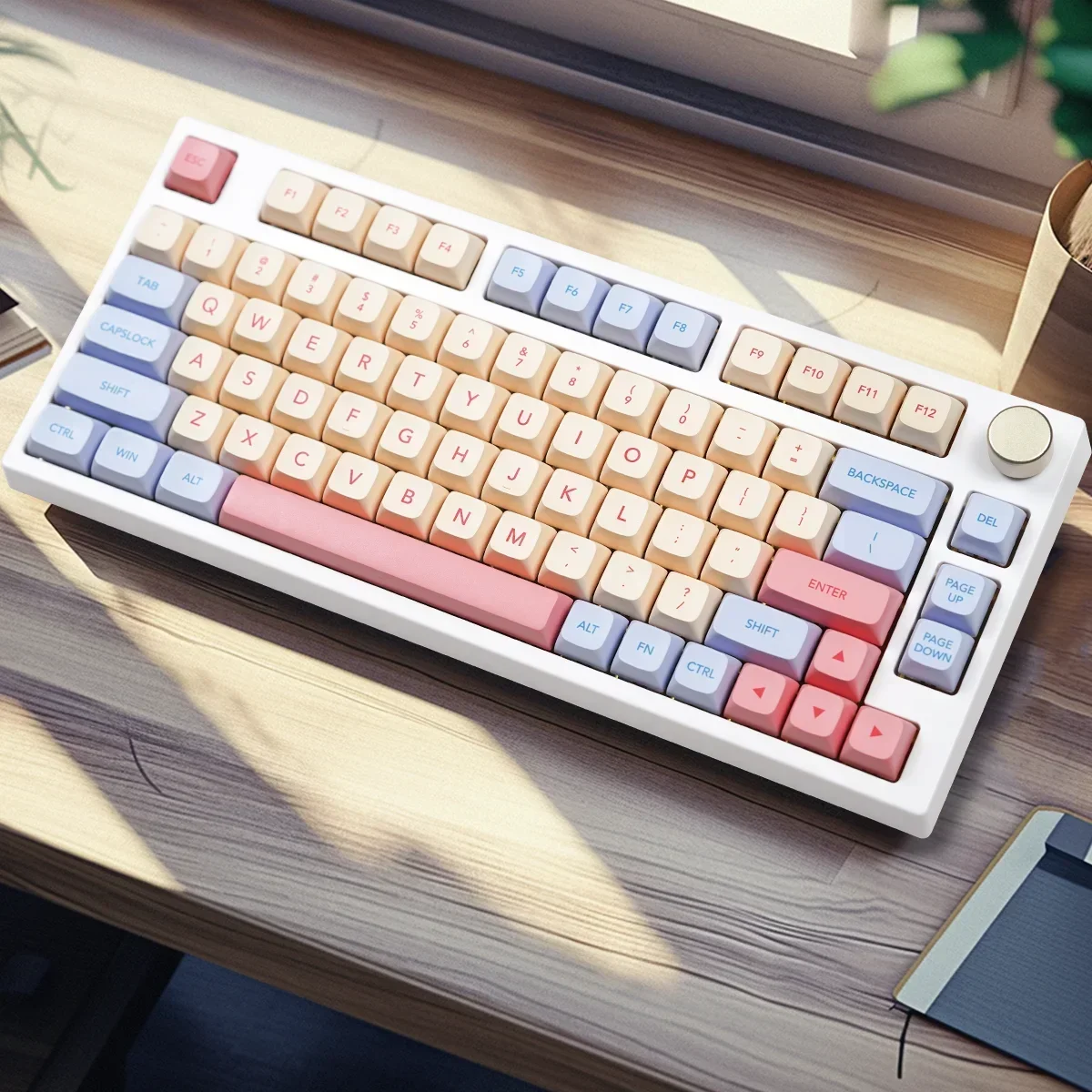 MATHEW MK80 Max Marshmallow Pink Mechanical Keyboard ,Hot-swappable Three-mode Wireless,75% Layout,Linear Switch