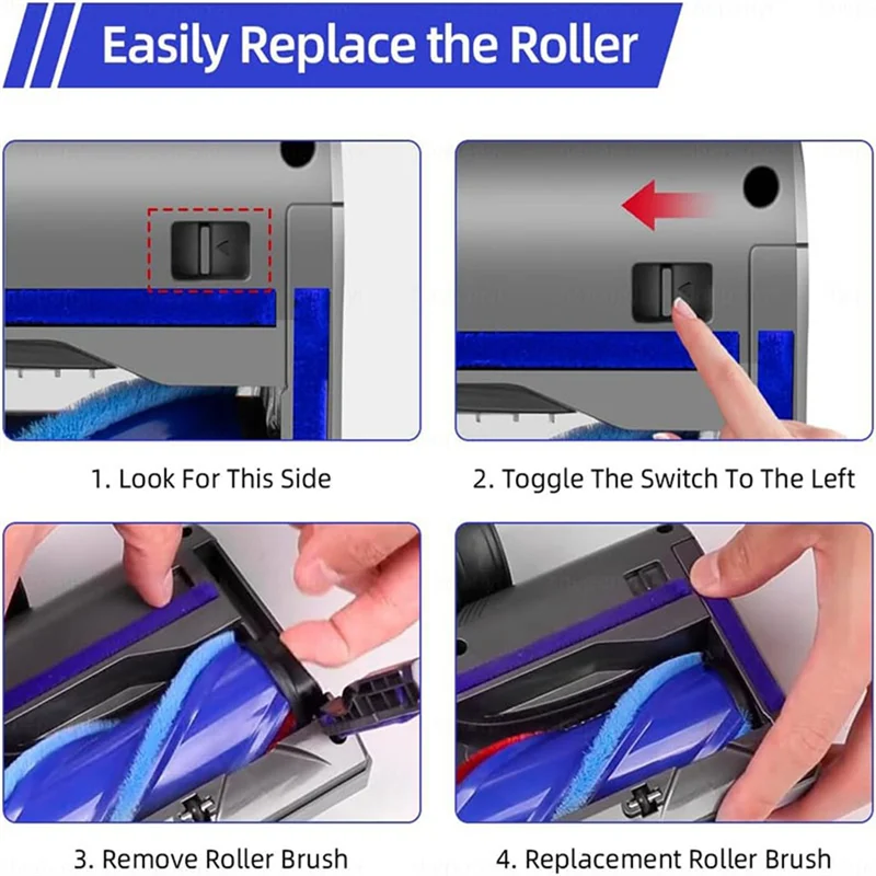 ABZA-Quick Release Cleaner Head For Dyson V7 V8 V10 V11 V15 Vacuum Attachments With LED Headlights For Hardwood Floor Carpets