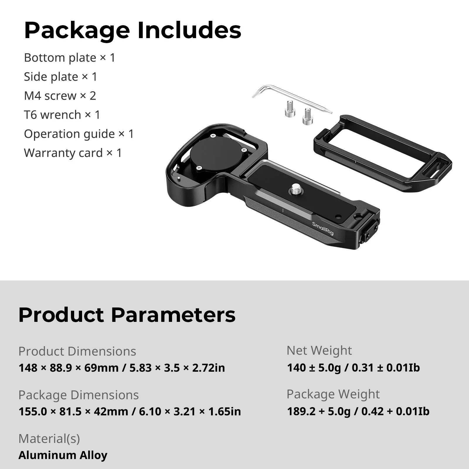 SmallRig L-vormige montageplaat voor Sony Alpha 1 II/Alpha 9 III Compatibel met AirTag Trackers met Arca-Swiss Quick Release Plate -5188