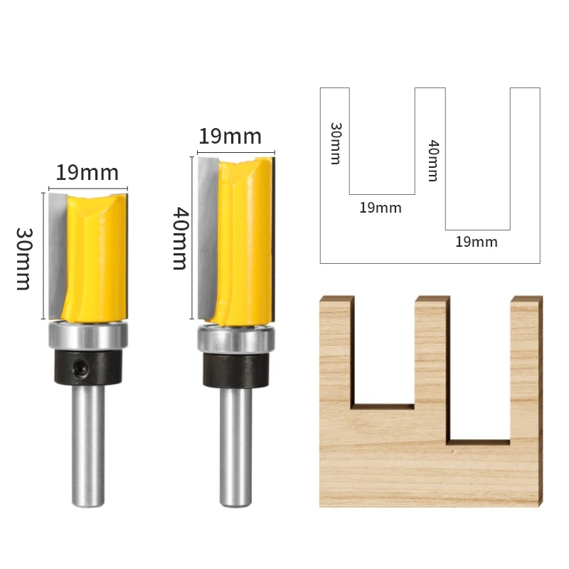 YUSUN 8MM Shank D19 Pattern Bit Router Bit Woodworking Milling Cutter For Wood Bit Face Mill