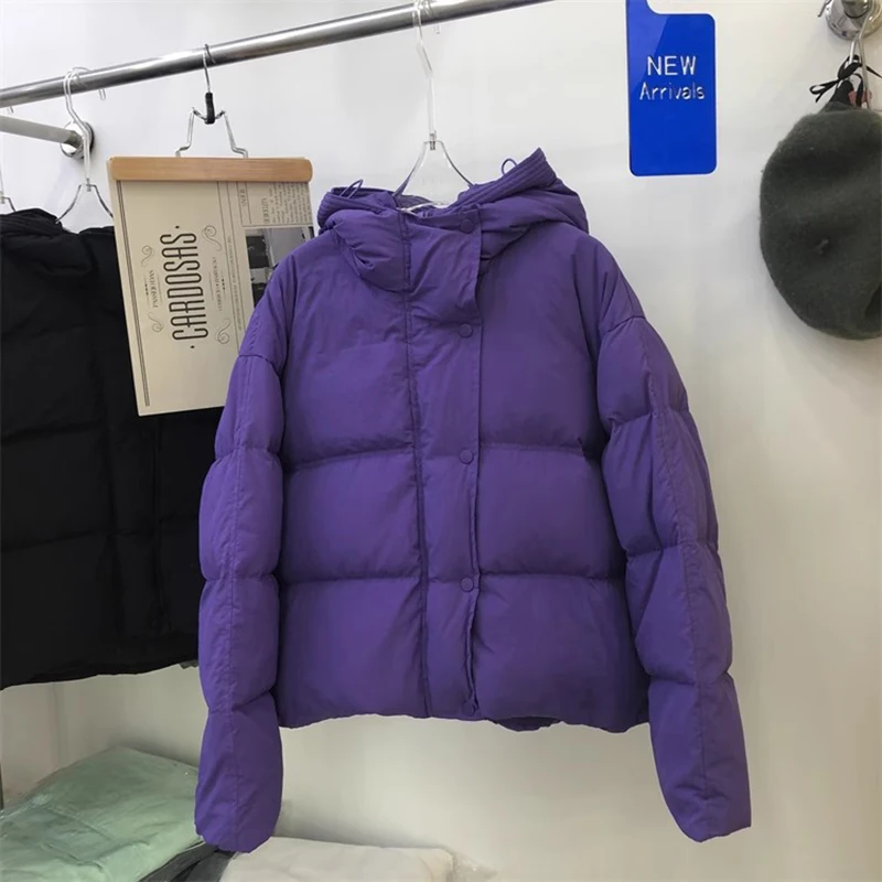 2024 New Autumn Winter Women Jacket Short Coat Casual Solid Hooded Thick Warm Parkas Coat Female Winter Korean Clothes Outwear