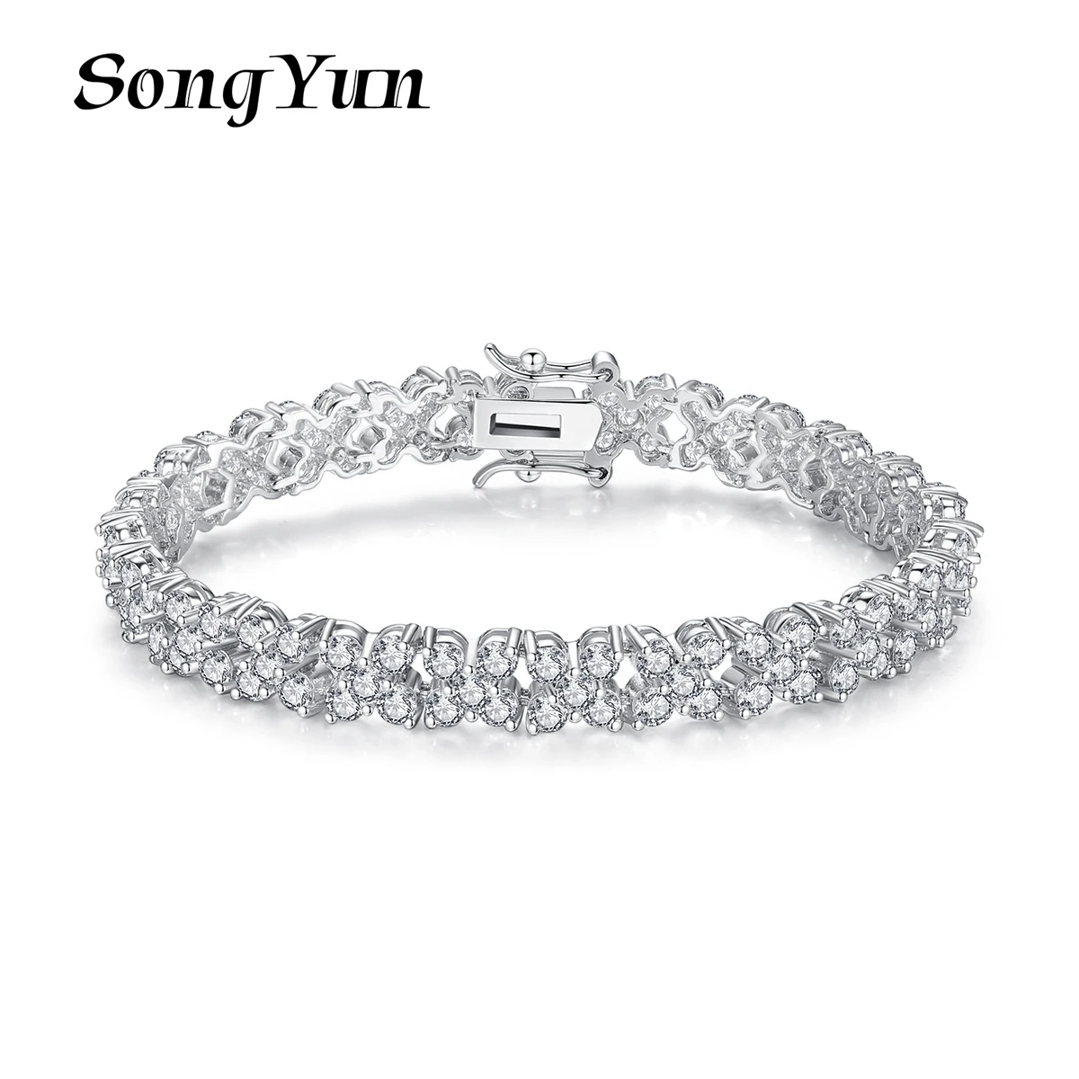 

SongYun MHT Full Diamond Flower Bracelet Brass Inlaid Zircon Flower Bud Jewelry Accessory