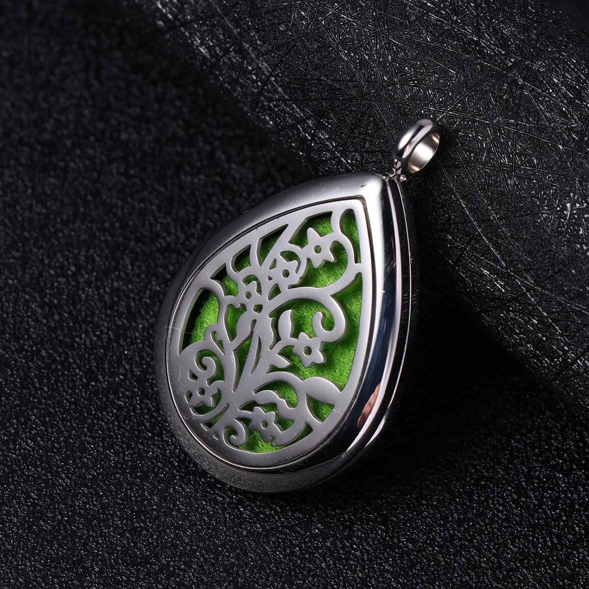 

Essential Oil Pendant Necklace Hollow Out Stainless Steel Aromatherapy Diffuser Glass Bottle Chain Personal Care Health