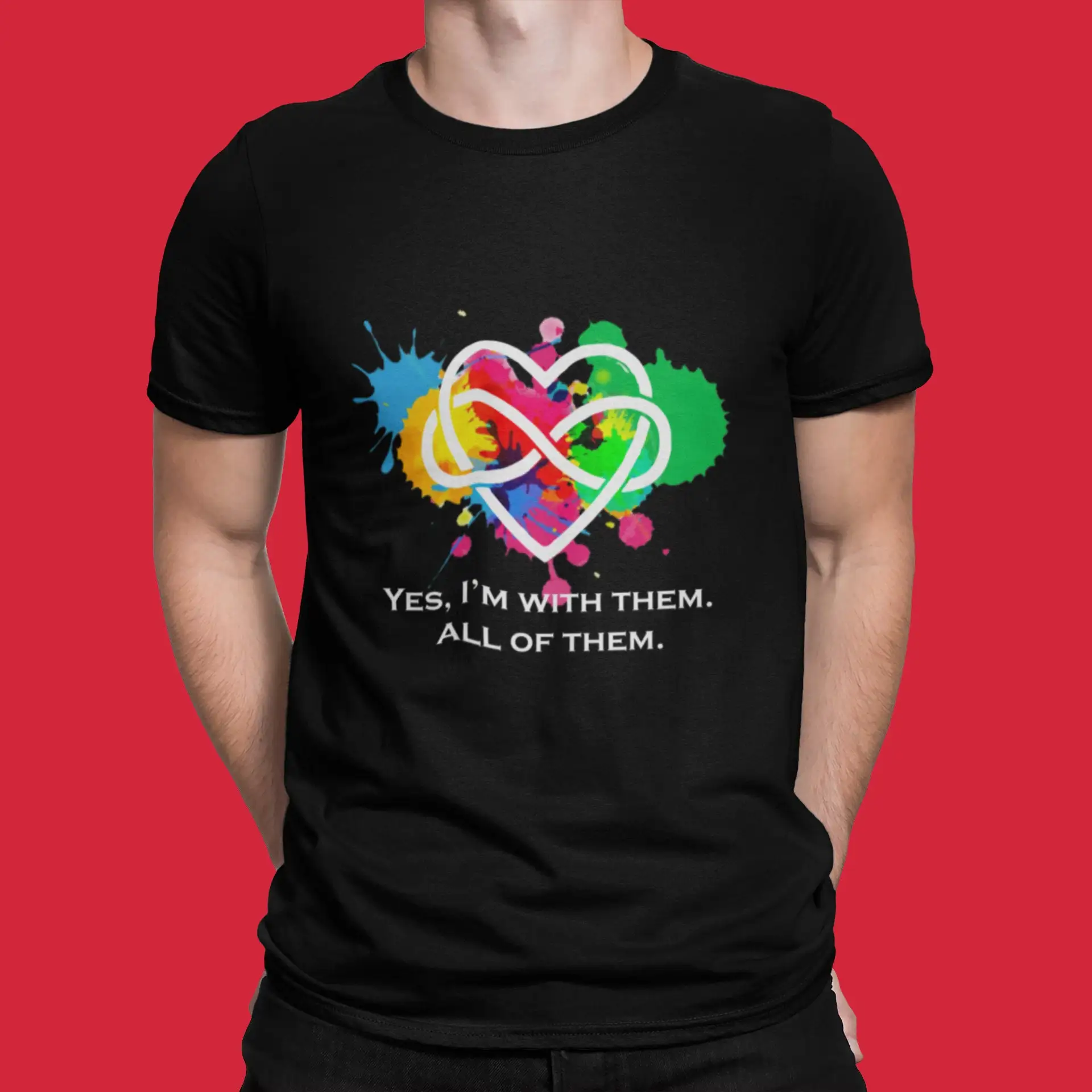 تي شيرت بولياموري بقلب لانهائي ، يوم عيد الحب متعدد الزبادي ، TH449 #1