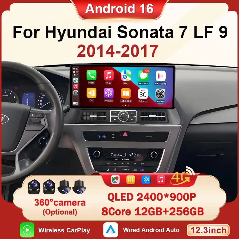 Android 16 Carplay Auto Car Radio DSP Multimedia GPS Navi For Hyundai Sonata 7 LF 9 2014 - 2017 LHD Autoradio Stereo BT No 2 Din