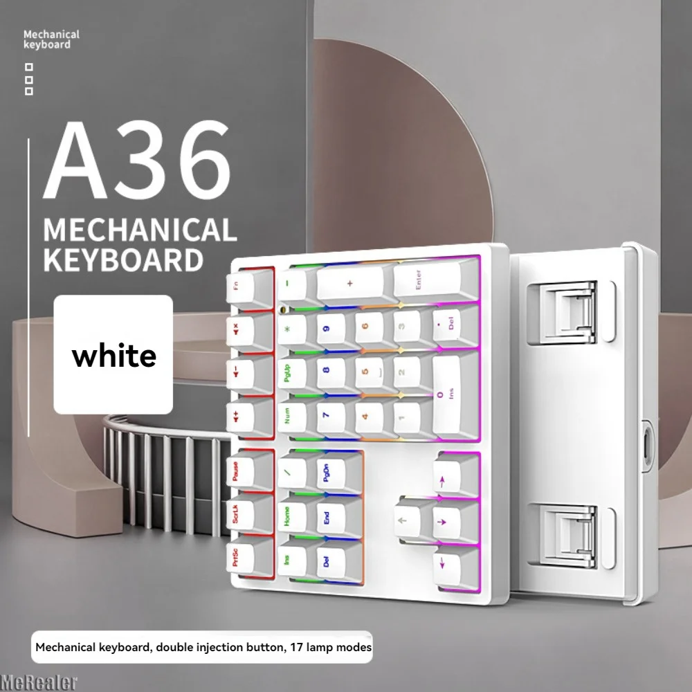 K33 33 Keys Wired Mechanical Numeric Keypad with Multi-Color Backlight for Laptops, Financial and Business Office Use