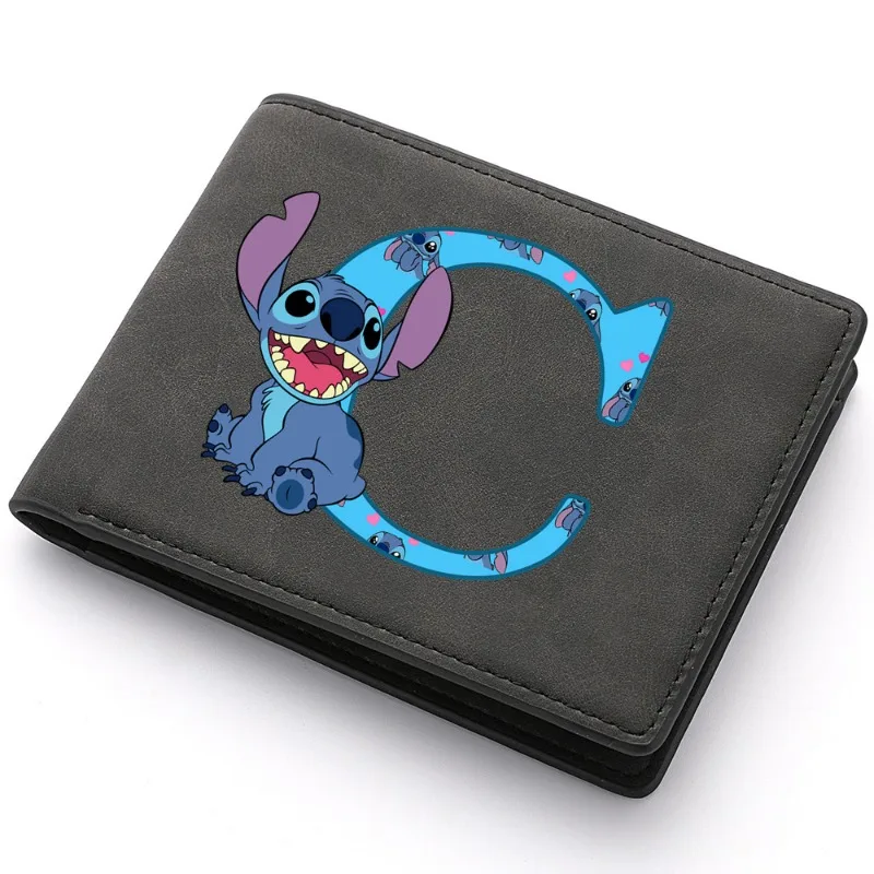 2024 Disney CAN o & Stitch A-Z 26 lettres portefeuille pour hommes avec fermeture éclair de haute qualité homme porte-monnaie d'affaires porte-cartes portefeuille court