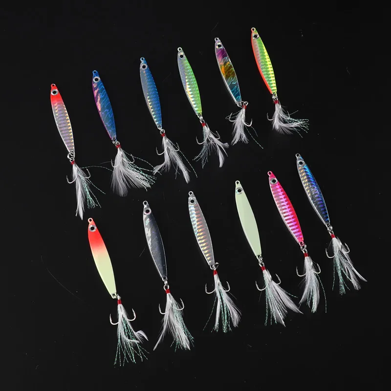 Fishing Lure Long Range Attack Casting Sinking Luminous Jigbait 30g Artificial Metal Jig Artificial Lures Laser Glow in Dark