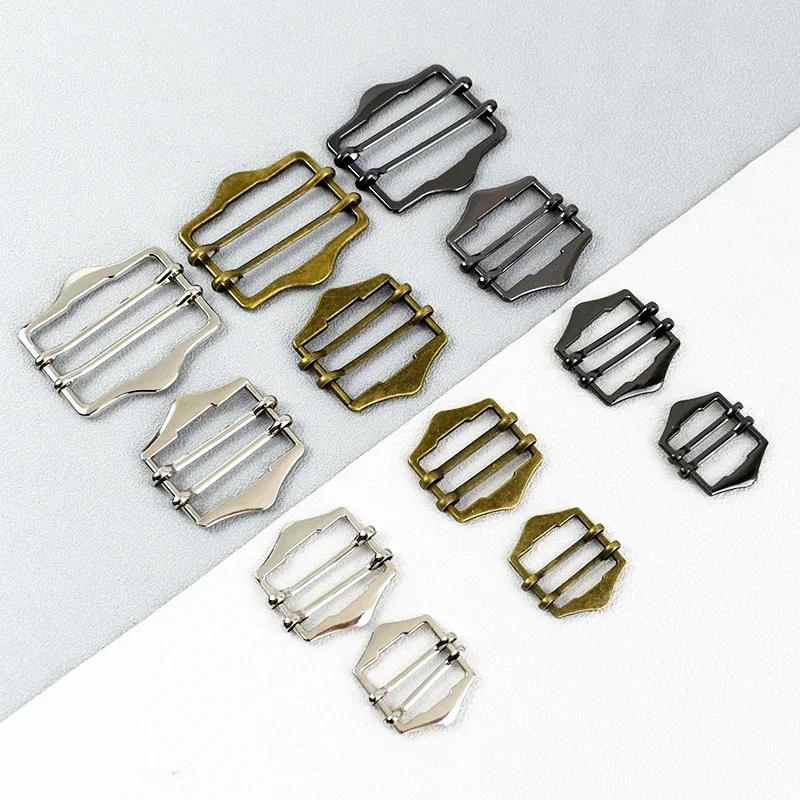 10/20Pcs Bag Strap Metal Buckles 20/25/30/40mm Double Pin Slider Activity Button Webbing Adjustment Belt Buckle DIY Hardware