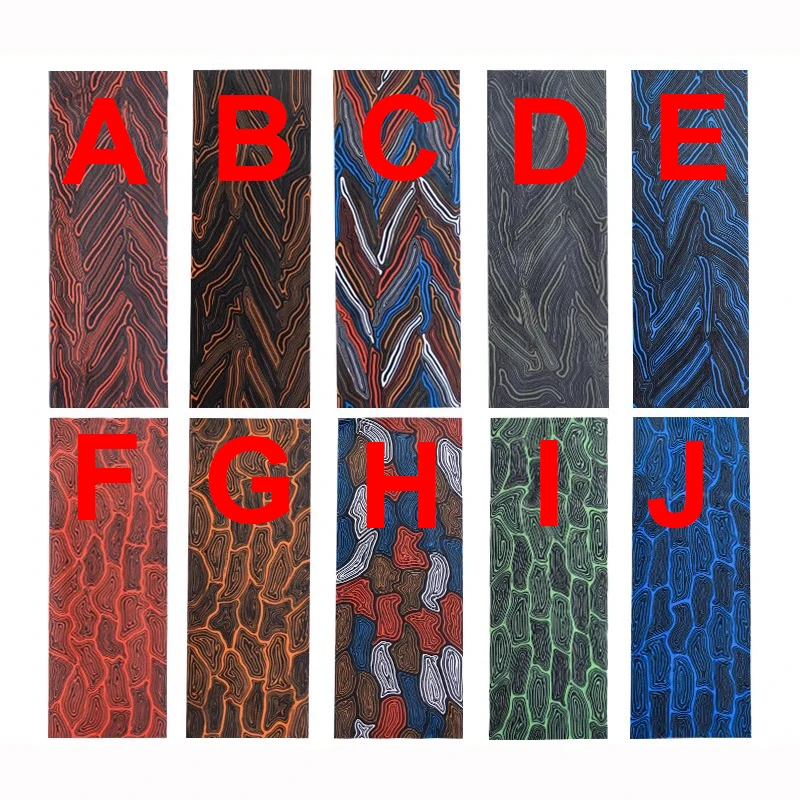 1 Piece G10 Handle Material Patch with Damascus Pattern, Heat-Resistant and Anti-Slip, 130*40*6MM