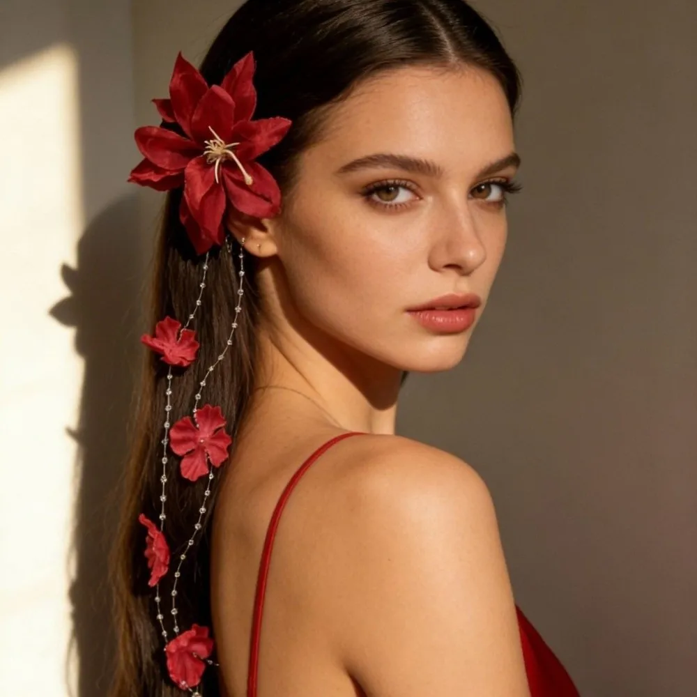Artificial Flower Flower Hair Clip Comfortable Vintage Bohemian Side Clip Handmade Lightweight Head Accessories