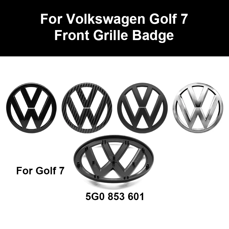 2Pcs/1Set Car Front Grill Badges+Rear Trunk Emblem Lid Covers Logo Replacement Accessories For VW Volkswagen Golf 7 7.5 MK7 ﻿